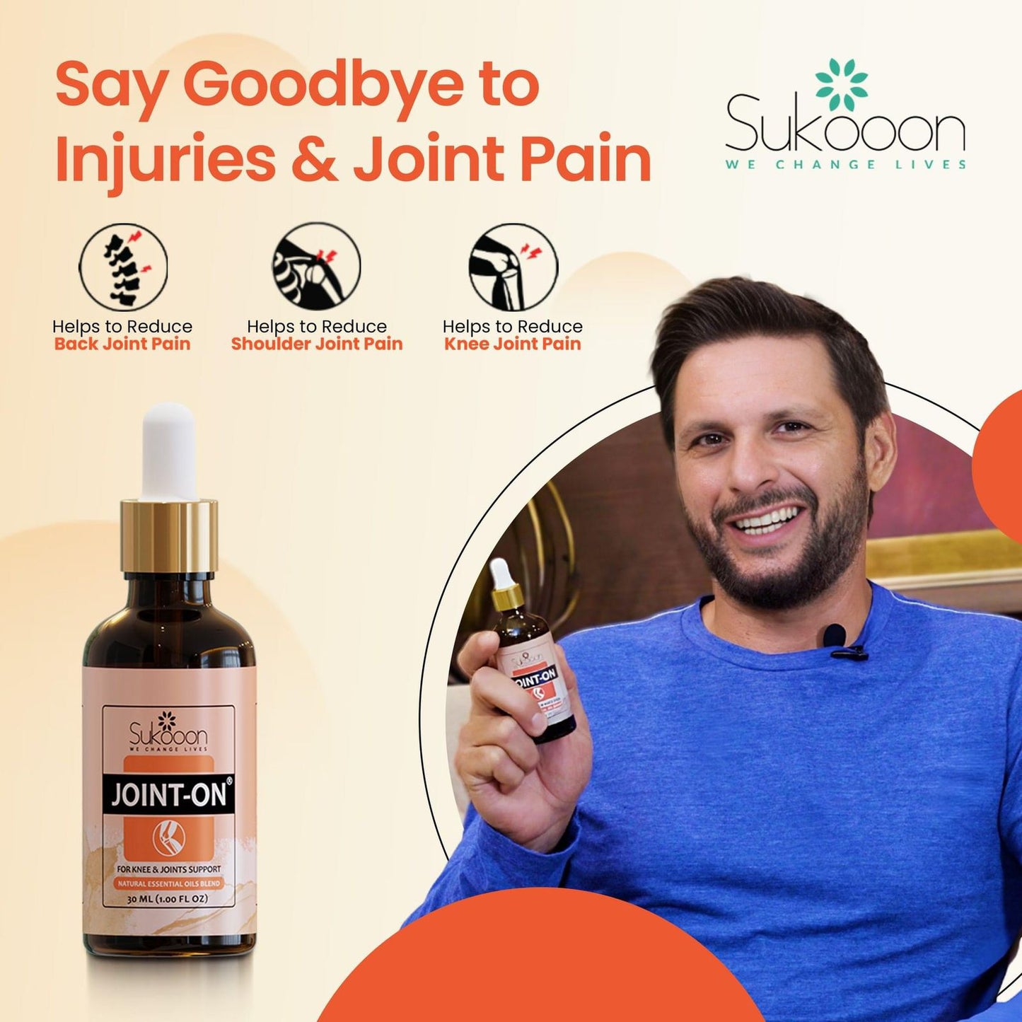 Sukoon Joint On Essential Oils Blend for Joints – Natural Massage & Aromatherapy Oil | Soothing Body Oil for Knees, Back & Elbows