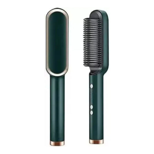 2-in-1 Hair Straightening Brush & Electric Curler | Quick Heating Styling Comb for Smooth Hair