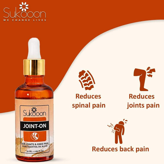 Sukoon Joint On Essential Oils Blend for Joints – Natural Massage & Aromatherapy Oil | Soothing Body Oil for Knees, Back & Elbows
